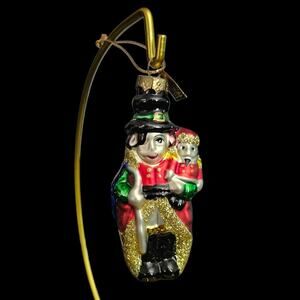 Thomas Pacconi Vintage Glass Ornament Man with Child Glitter Figure